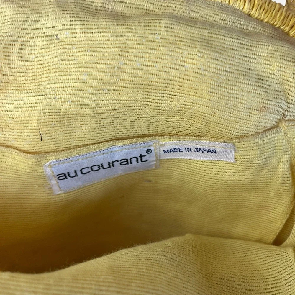 Au Courant Yellow Straw‎ Shoulder Bag Womens Raffia Japan Kisslock